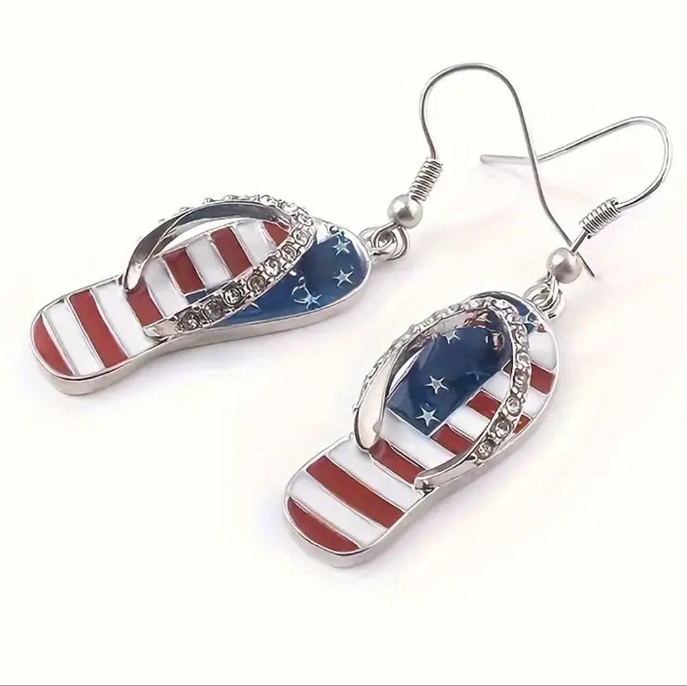Patriotic Flip Flop Earrings (New) - Picture 3 of 5